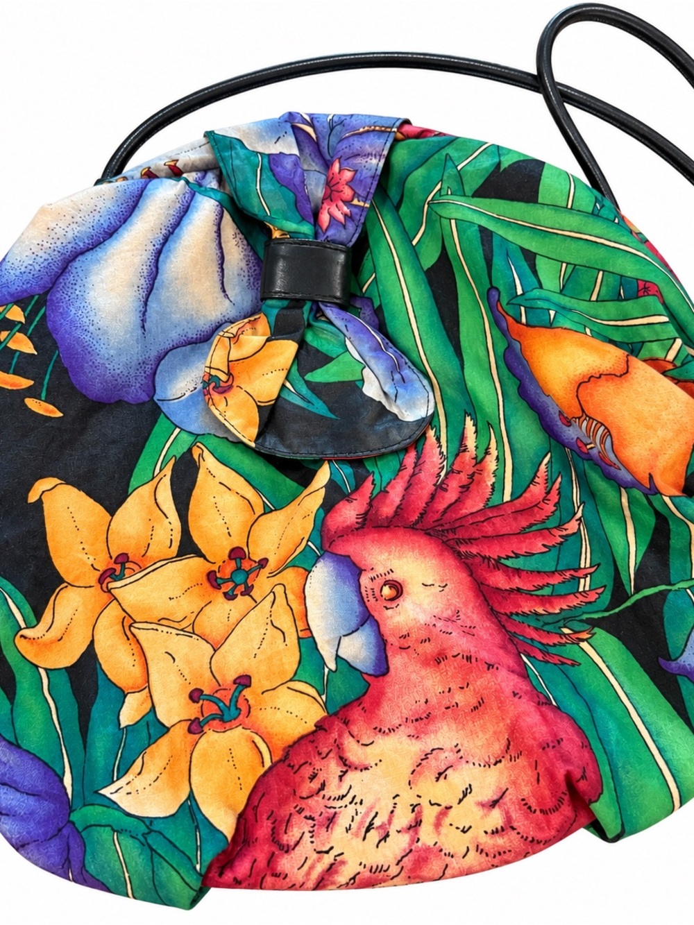 Vintage tropical parrot purse colorful floral bird print crossbody purse
